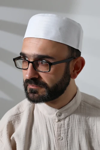 Nalı Şerif Desenli Kalıp Kumaş Takke Beyaz - 2