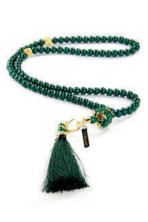 Name Printed Hardlied Yasin Book - Medium - Pearl Rosary - Tulle Marsupian - Green Color - 4