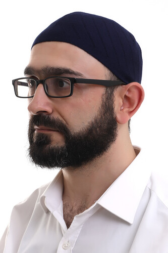 Navy Blue Winter Cross Patterned Woven Skullcap - 1