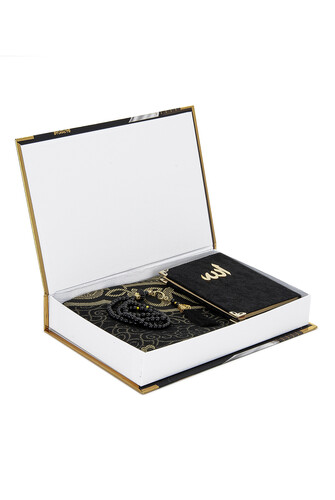 New Kaaba Boxed Gift Set with Prayer Rug Black - 4