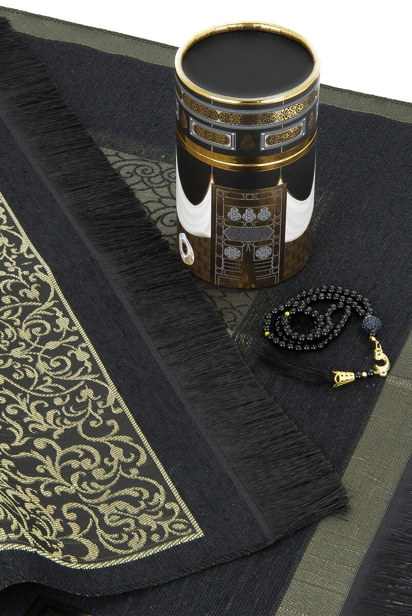 New Kabel Special Cylinder Boxed Prayer Rug Set Black - 2