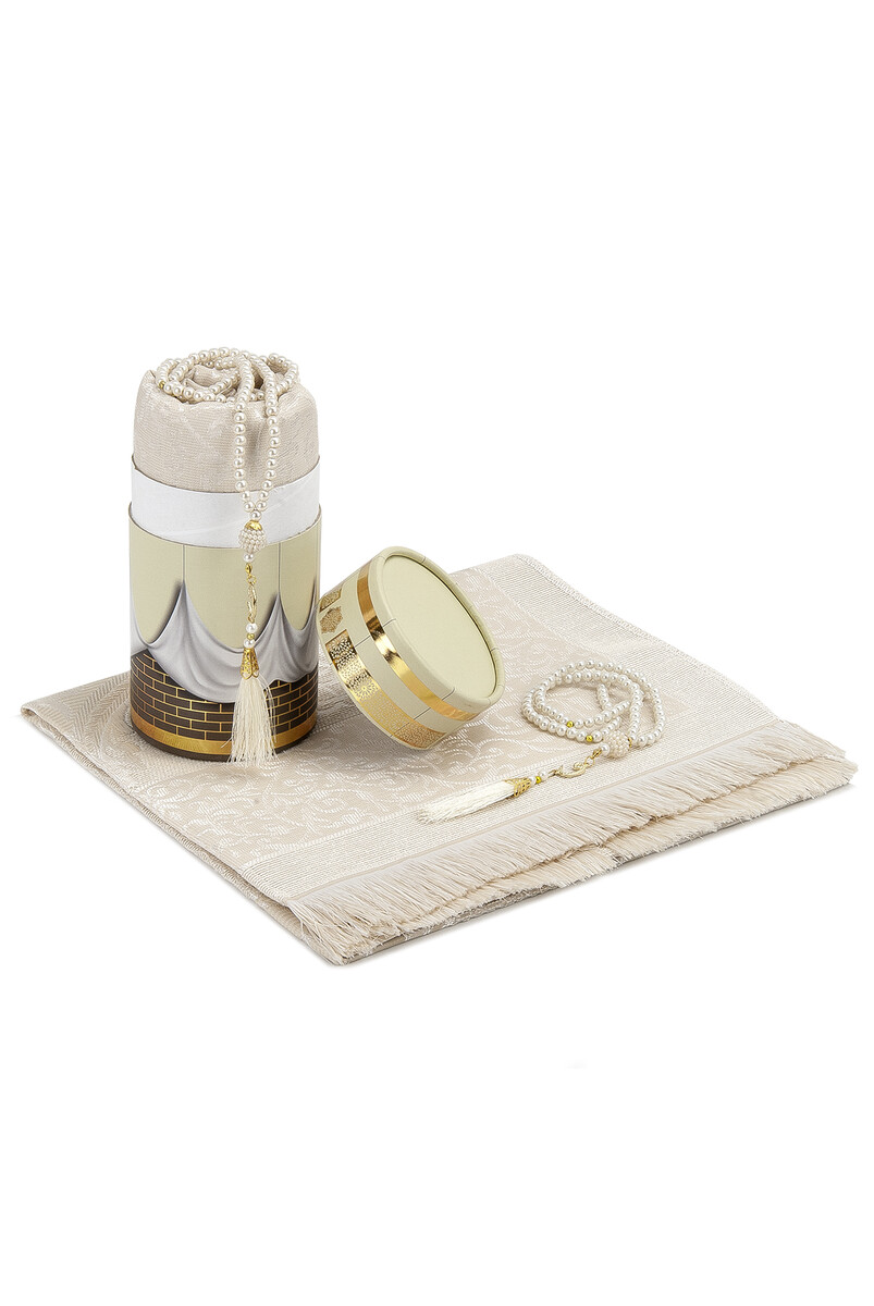 New Kabel Special Cylinder Boxed Prayer Rug Set Cream - 2