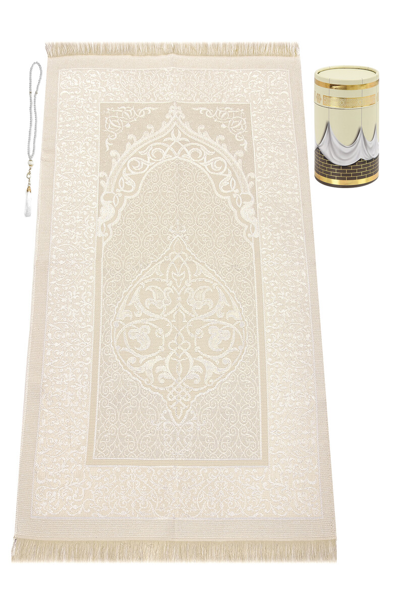 New Kabel Special Cylinder Boxed Prayer Rug Set Cream - 1