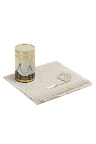 New Kabel Special Cylinder Boxed Prayer Rug Set Cream - 5