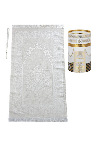 New Kabel Special Cylinder Boxed Prayer Rug Set White - 1