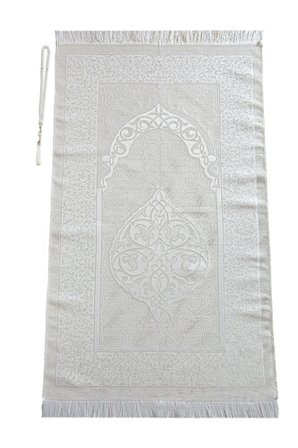 New Kabel Special Cylinder Boxed Prayer Rug Set White - 7