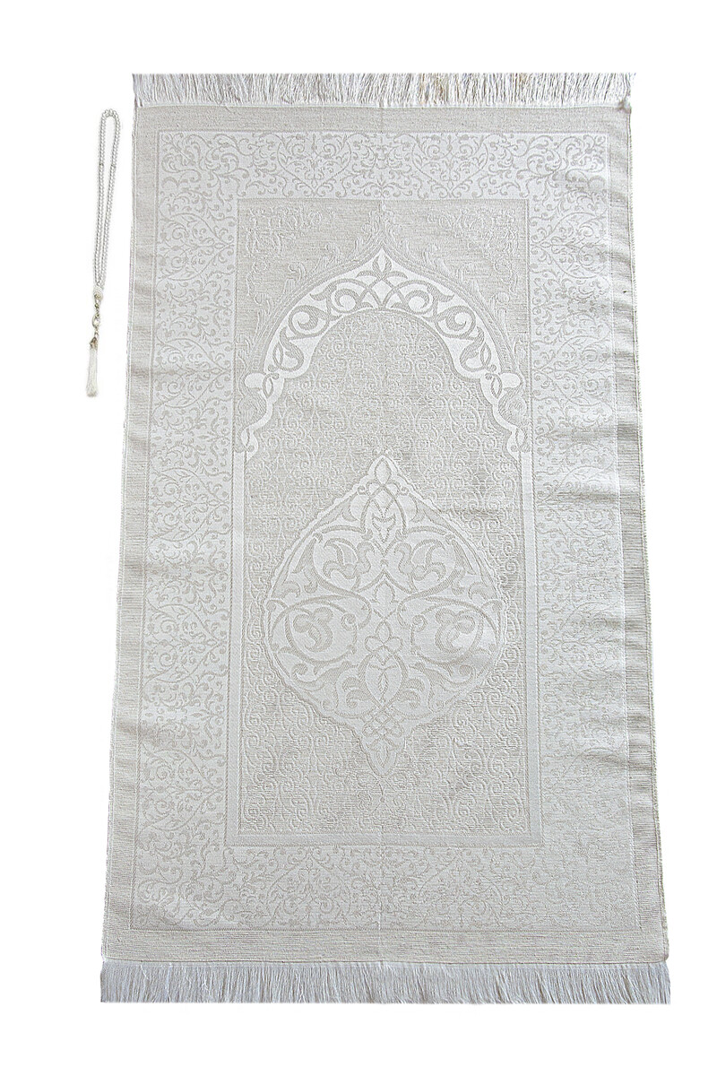 New Kabel Special Cylinder Boxed Prayer Rug Set White - 7