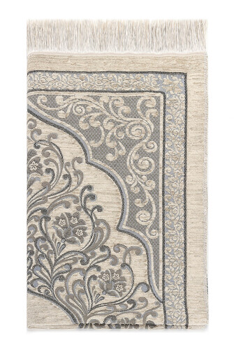 New Mihrab Chenille Luxury Prayer Rug Gray - 2