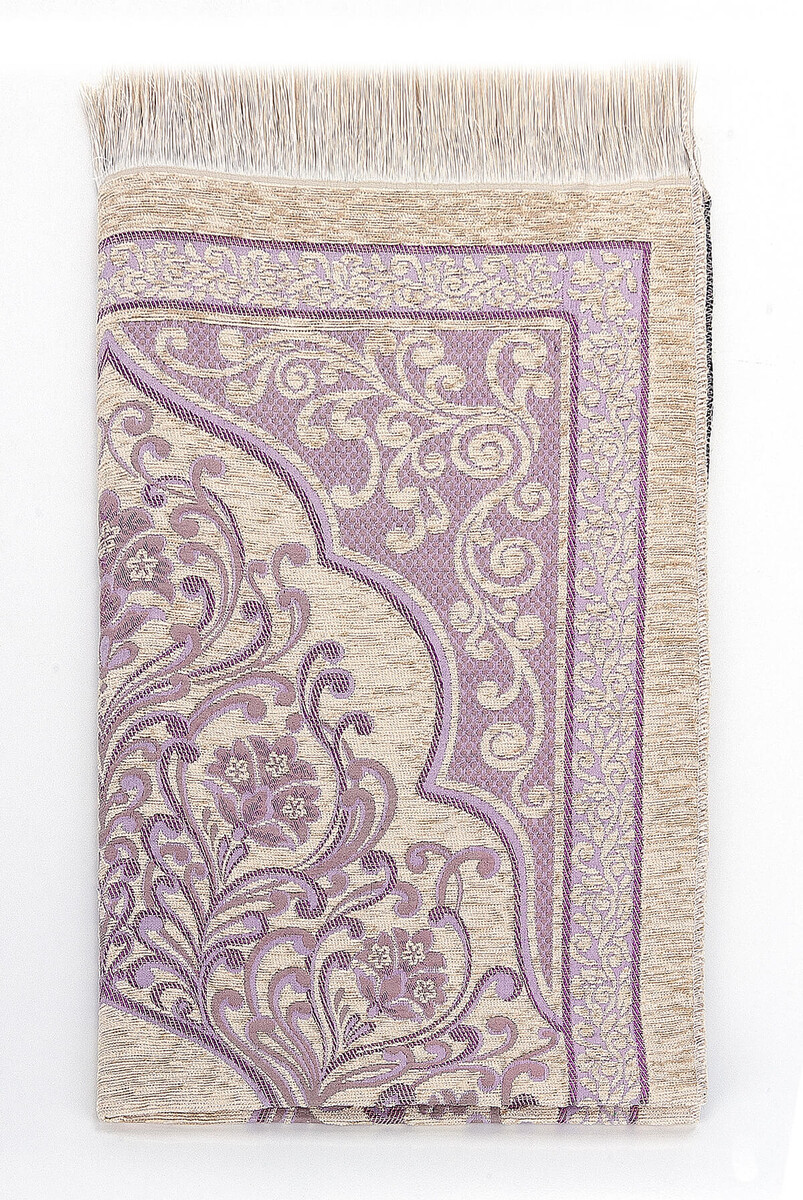 New Mihrab Chenille Luxury Prayer Rug Lilac - 2