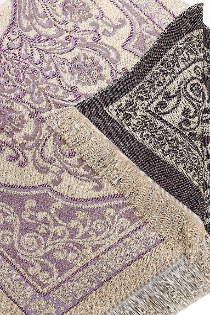 New Mihrab Chenille Luxury Prayer Rug Lilac - 3