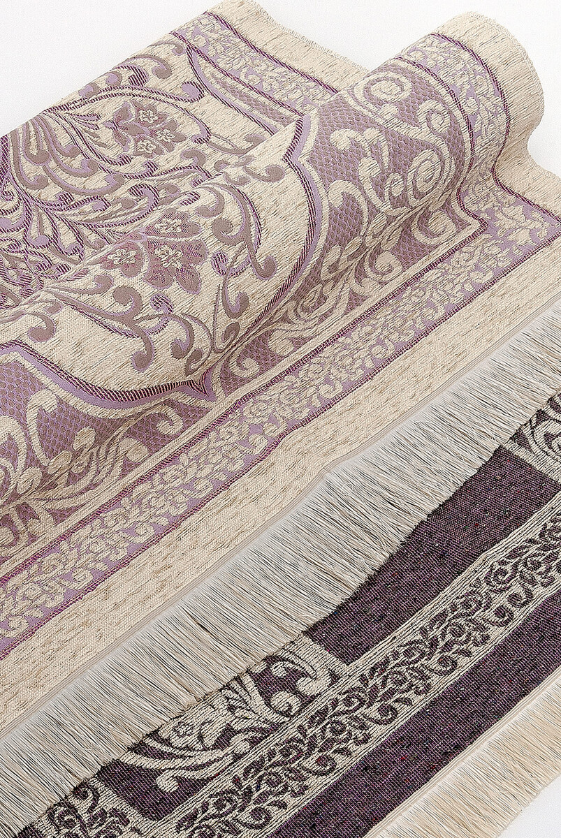 New Mihrab Chenille Luxury Prayer Rug Lilac - 4