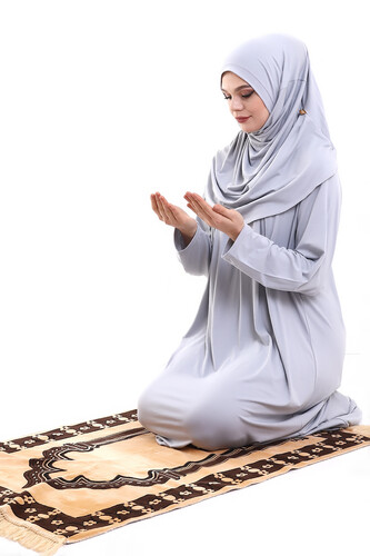 One Piece Practical Hijab and Robe Prayer Dress 8015 Gray - 6