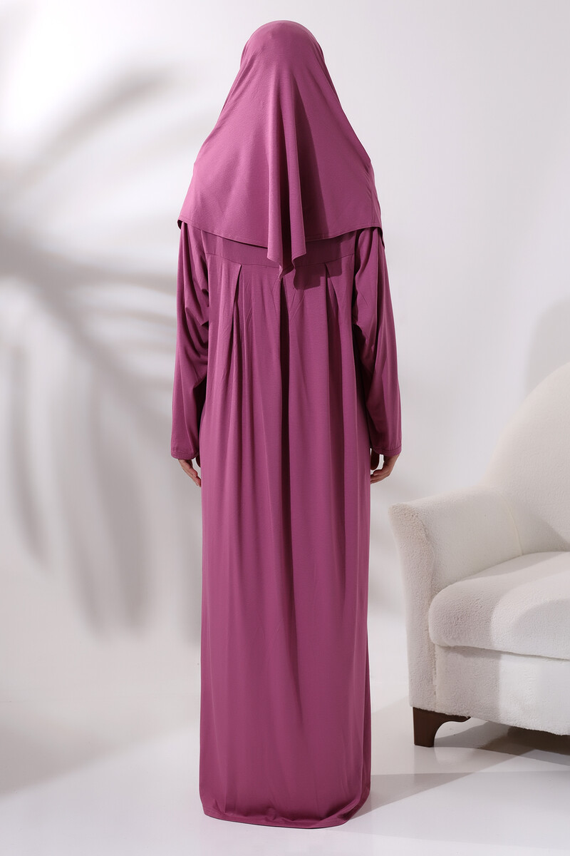 One Piece Practical Hijab and Robe Prayer Dress 8015 Pink - 6