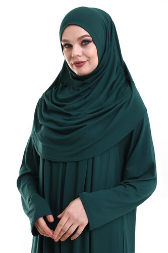 One Piece Practical Prayer Dress with Robe and Headscarf 8015 Emerald Green - 2