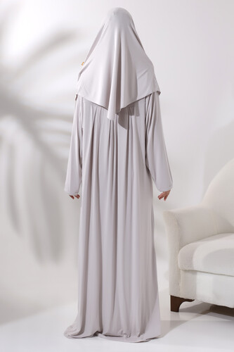 One Piece Practical Prayer Dress with Robe and Headscarf 8015 Stone Color - 6