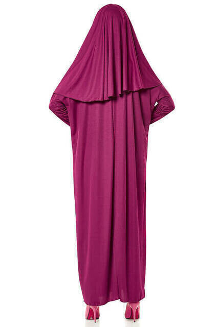 One Piece Prayer Dress - Fuchsia- 5015 and Prayer Rug and Zikirmatik - Triple Set - 4