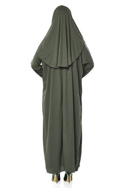 Single Piece Prayer Dress - Khaki - 5015 & Prayer Rug & Zikirmatik - Triple Set - 2