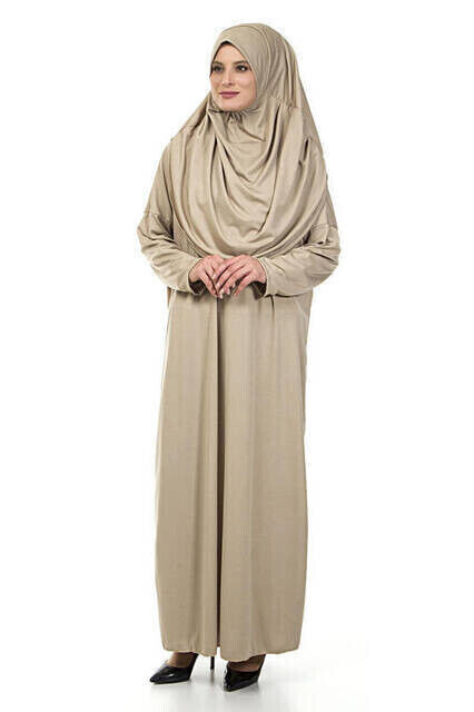 One Piece Prayer Dress - Mink- 5015 and Prayer Rug and Zikirmatik - Triple Set - 2