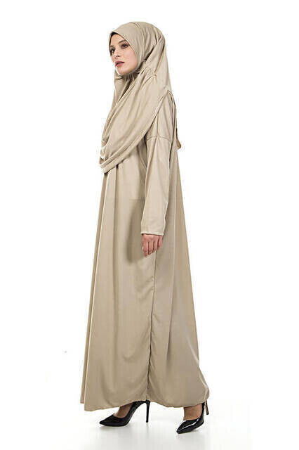 One Piece Prayer Dress - Mink- 5015 and Prayer Rug and Zikirmatik - Triple Set - 3