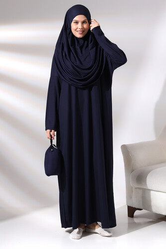 One Piece Prayer Dress - Navy Blue - 5015 - 1