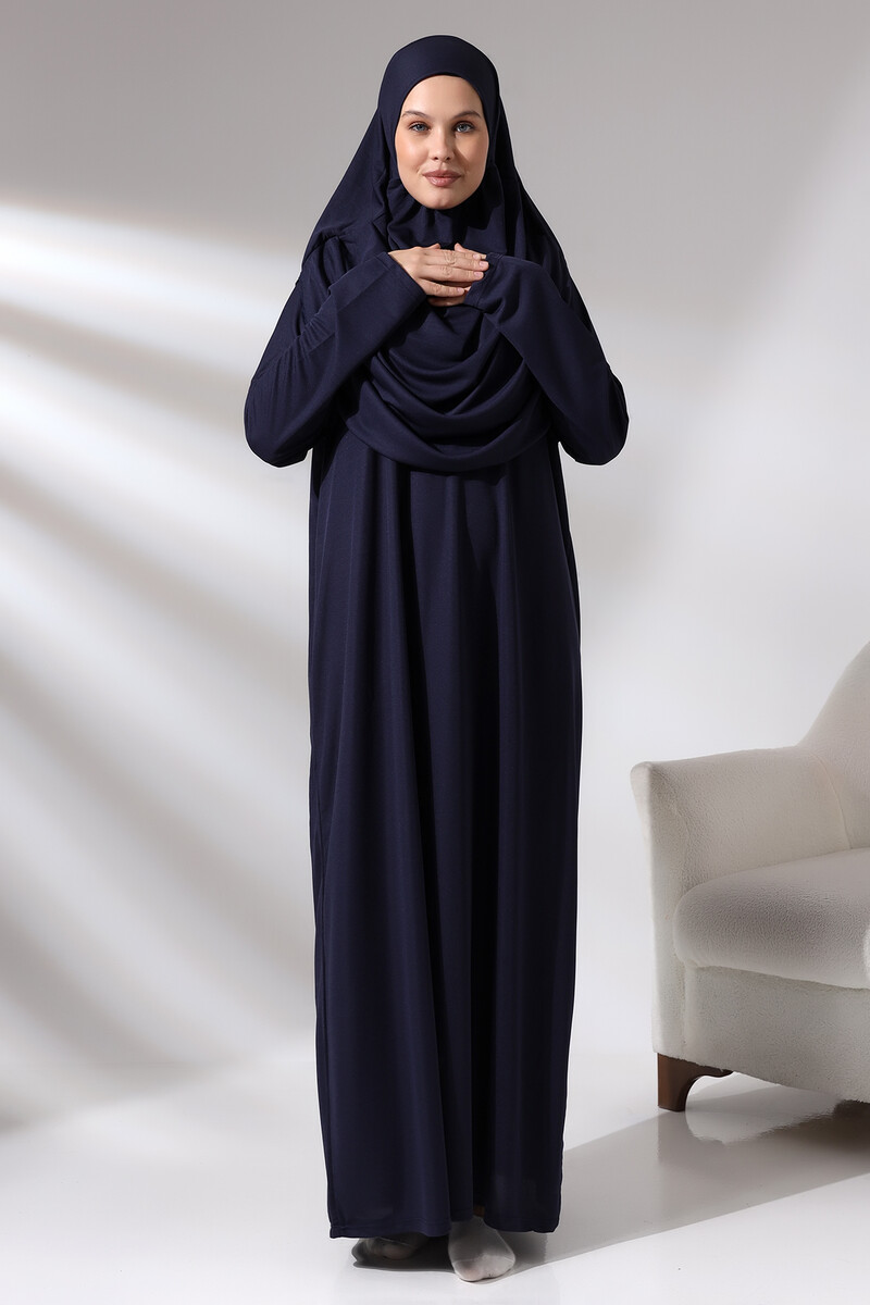 One Piece Prayer Dress - Navy Blue - 5015 - 3