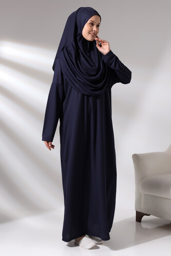 One Piece Prayer Dress - Navy Blue - 5015 - 4