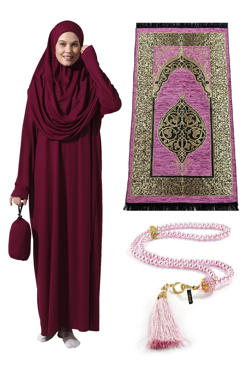 One Piece Prayer Dress - Prayer Rug - Rosary - Worship Set - Fuchsia - 1