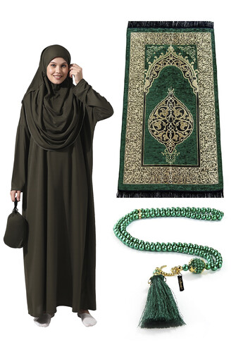 One Piece Prayer Dress - Prayer Rug - Rosary - Worship Set - Khaki - 1