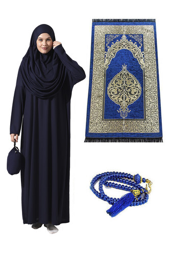 One Piece Prayer Dress - Prayer Rug - Rosary - Worship Set - Navy Blue - 1