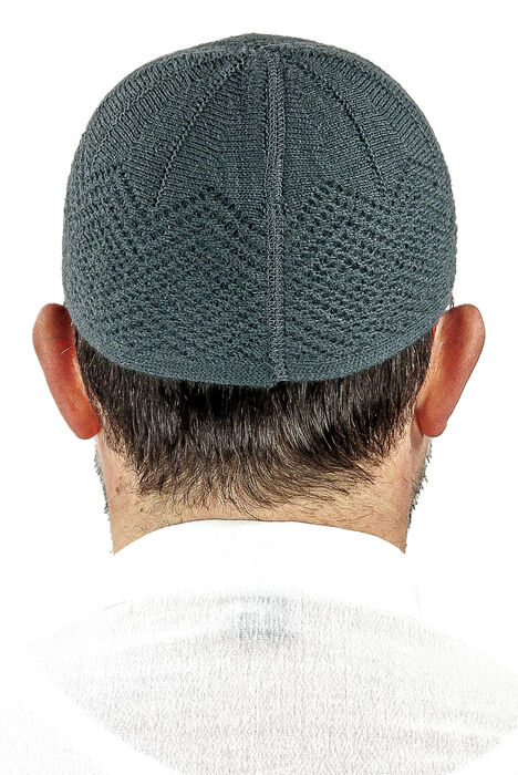 Orlon Knitted Winter Wool Beanie Skullcap Baklava Pattern Grey - 3