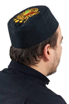 Ottoman Arma Patterned Patterned Fabric Cap Black - 1