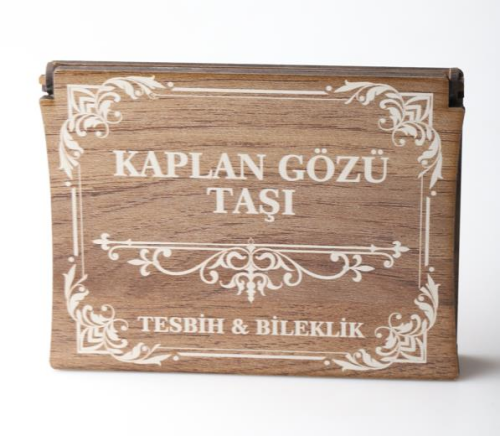 Özel Ahşap Kutulu Kaplangözü Taşı Tesbih ve Bileklik Seti - 3