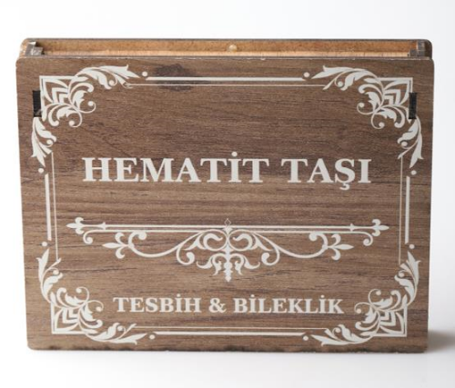 Özel Kutulu Doğal Hematit Taşı Tesbih ve Bileklik Seti - 3