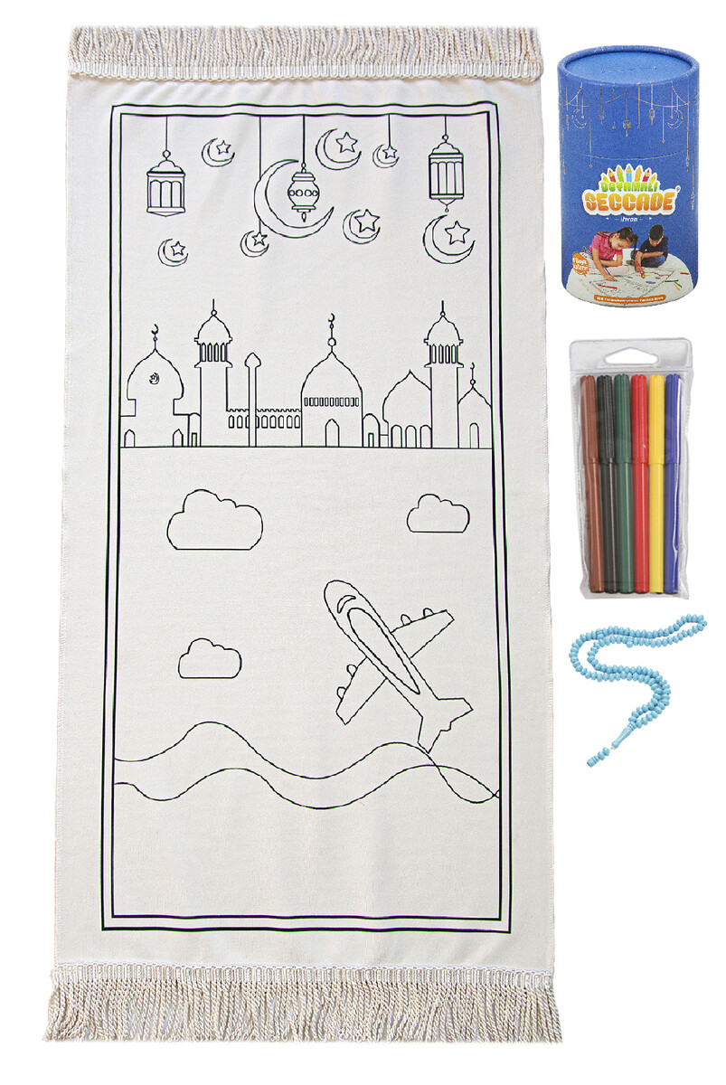 Painted Washable Educational Religious Toy Children's Prayer Mat Set Blue - 1