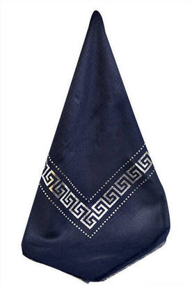 Panel Patterned Gilded Navy Blue Cloth - 1