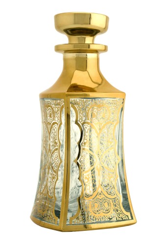 Parfüm Esans Cam Şişesi Gold Boş Esans Cam Şişesi Dekorotif Vitrin Şişesi 150 Ml. X009-150ML-2 