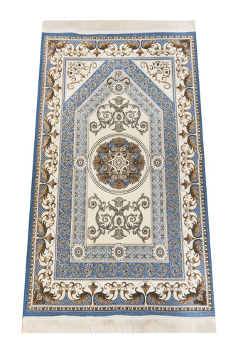 Patterned Chenille Prayer Rug - Blue Color - 1