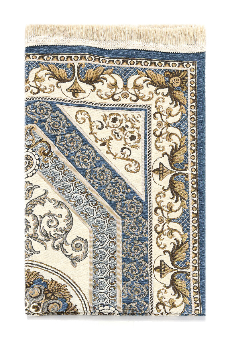 Patterned Chenille Prayer Rug - Blue Color - 3