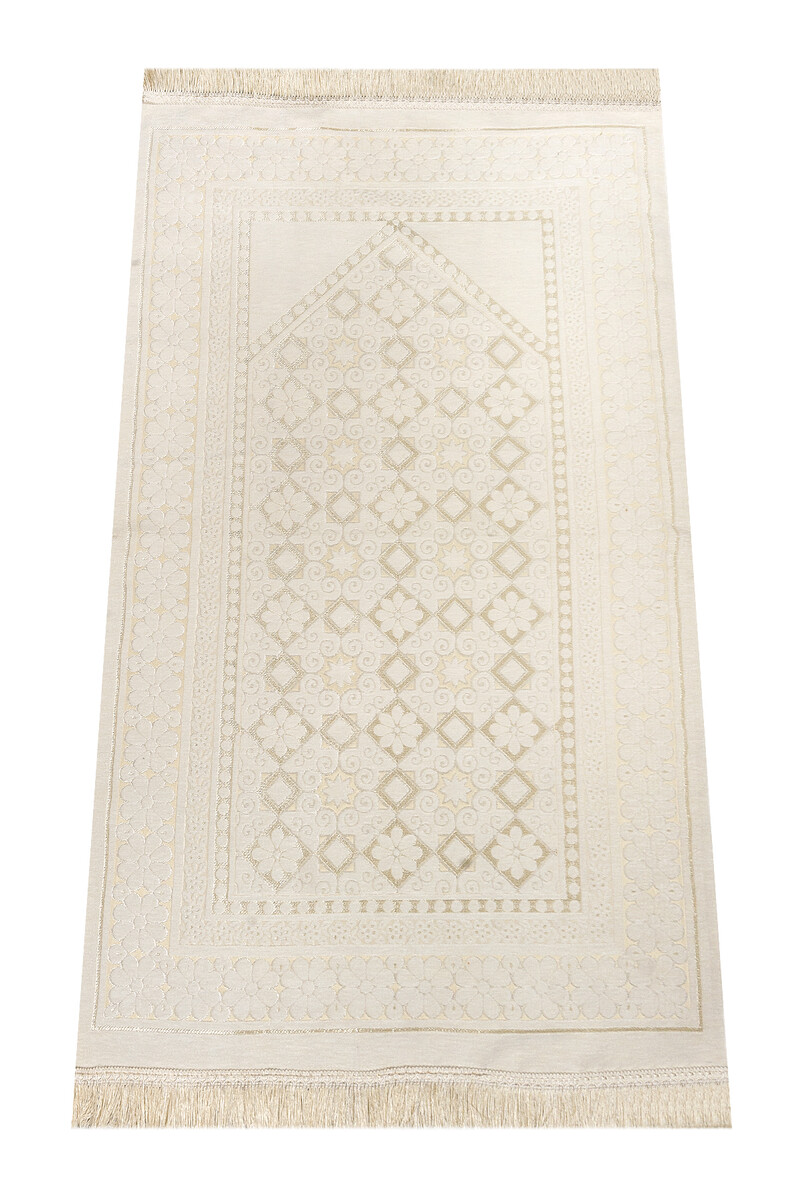 Patterned Chenille Prayer Rug - Cream Color - 1