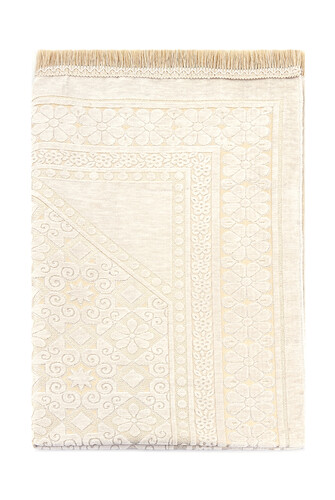 Patterned Chenille Prayer Rug - Cream Color - 3