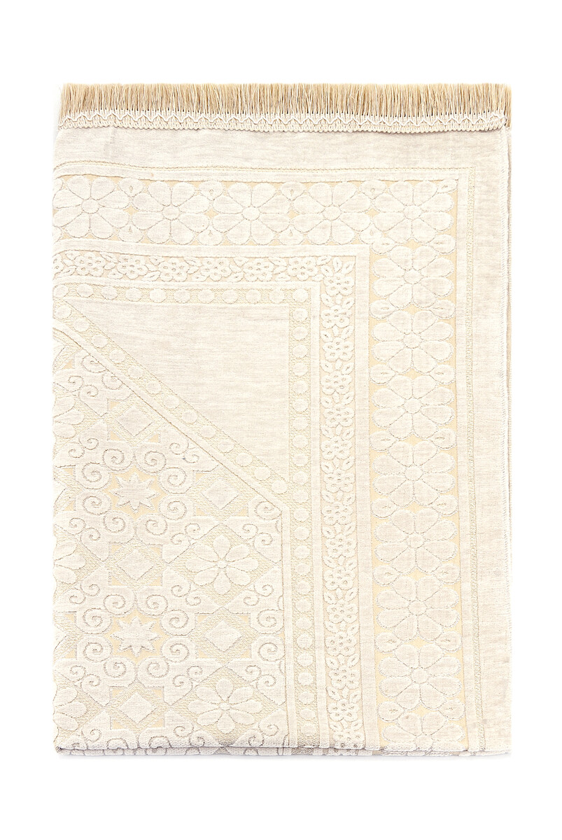 Patterned Chenille Prayer Rug - Cream Color - 3