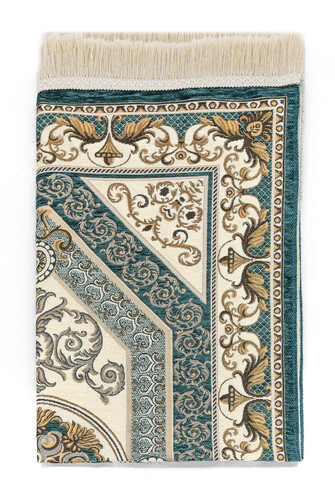 Patterned Chenille Prayer Rug - Green Color - 2