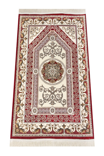 Patterned Chenille Prayer Rug - Red Color - 1