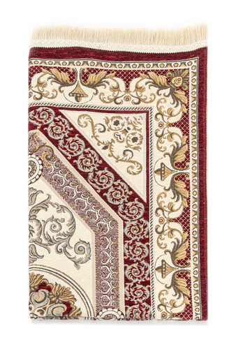 Patterned Chenille Prayer Rug - Red Color - 3