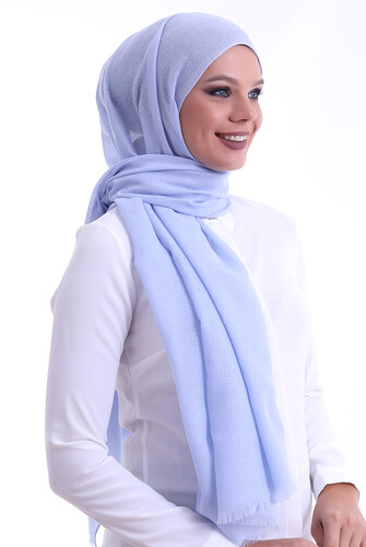 Patterned Cotton Shawl Blue - 3