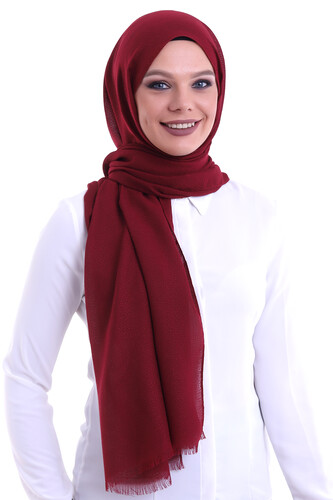 Patterned Cotton Shawl Claret Red - 1