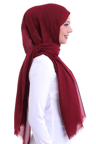 Patterned Cotton Shawl Claret Red - 3