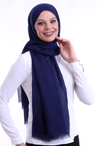 Patterned Cotton Shawl Navy - 3