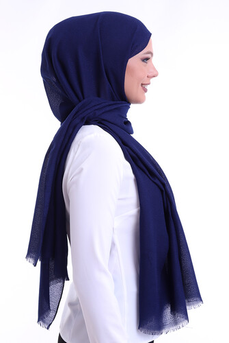 Patterned Cotton Shawl Navy - 4