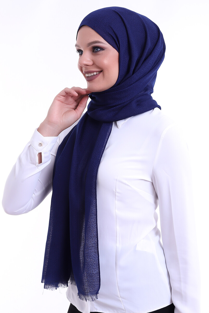 Patterned Cotton Shawl Navy - 5